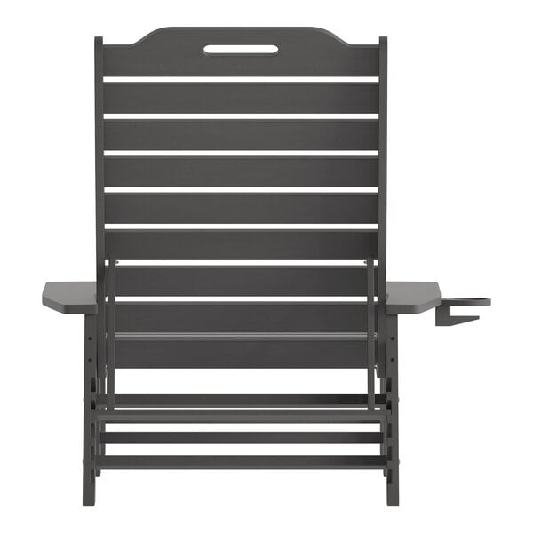 Flash Furniture Monterey Gray Adjustable Polyethylene Adirondack Chaise Lounge with Cup Holder