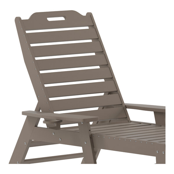 Flash Furniture Monterey Brown Adjustable Polyethylene Adirondack Chaise Lounge with Cup Holder