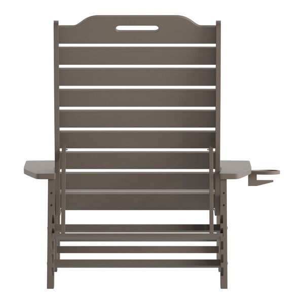 Flash Furniture Monterey Brown Adjustable Polyethylene Adirondack Chaise Lounge with Cup Holder