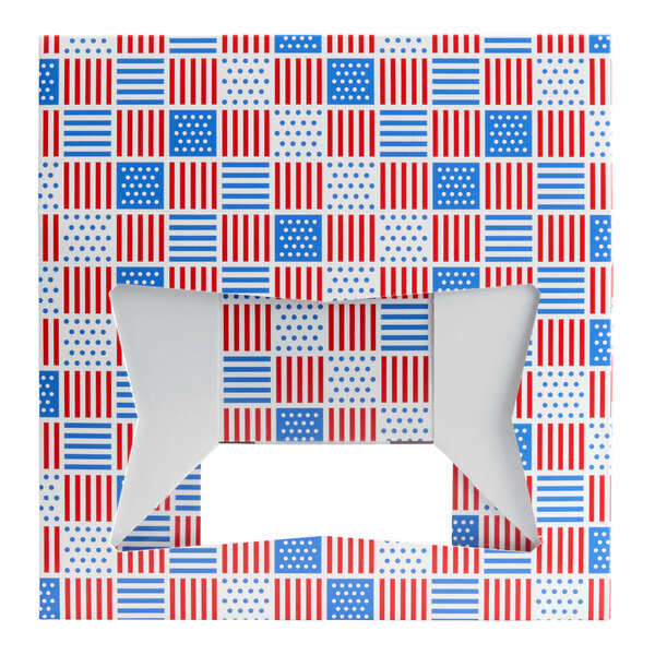 Baker's Lane 8" x 5 3/4" x 2 1/2" Patriotic USA Print Auto-Popup Window Cookie / Bakery Box - 150/Case