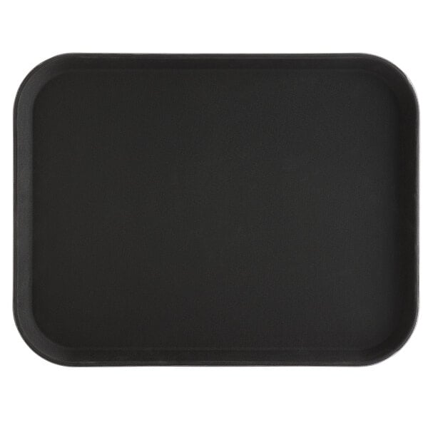 A black rectangular non-skid serving tray.