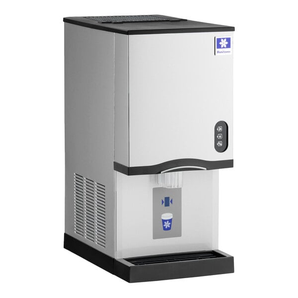 A stainless steel countertop nugget ice maker and dispenser with a sensor dispensing system.