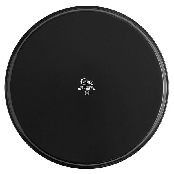 A black round fiberglass non-skid serving tray.