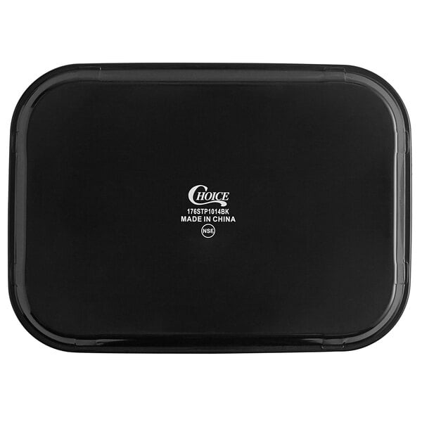 A black rectangular non-skid serving tray.