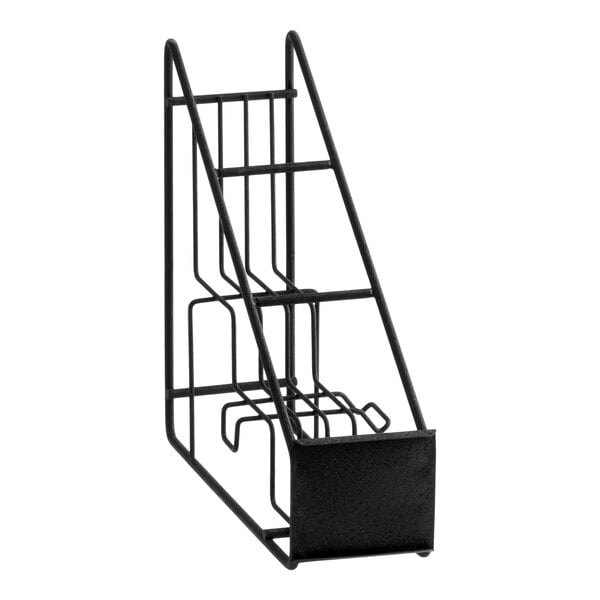 Torani 3-Tier 3-Bottle Black Stainless Steel Wire Rack for 750 mL-1 Liter Flavoring Syrup Bottles