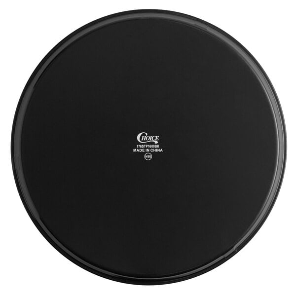 A 16-inch black round non-skid serving tray.