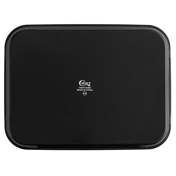 A large black rectangular non-skid serving tray.