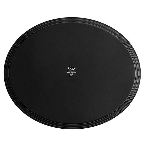A large black oval non-skid serving tray.
