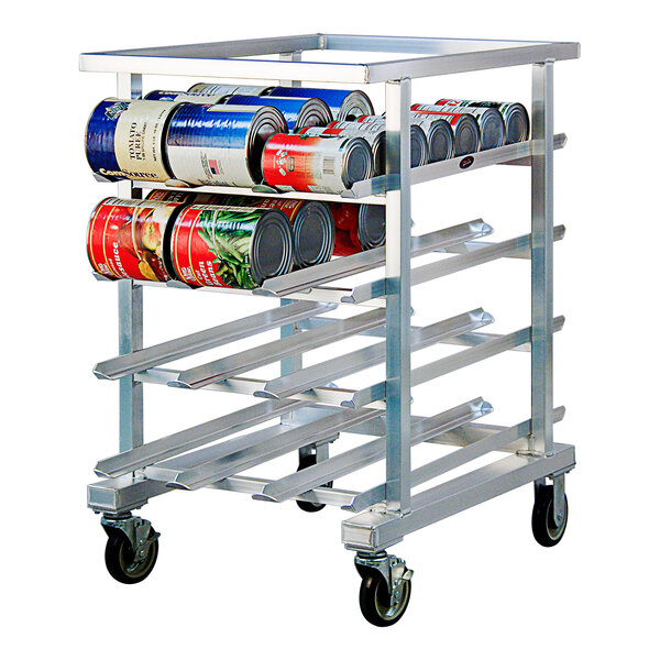 New Age Industrial Heavy-Duty Half-Size Aluminum Mobile Can Rack with Open Top for #10 and #5 Cans 1226NT
