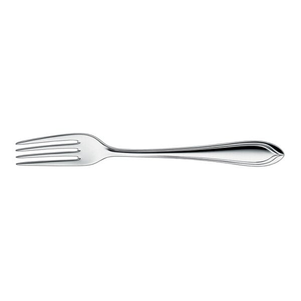 A stainless steel table fork with a polished finish and a simple, elegant handle design.