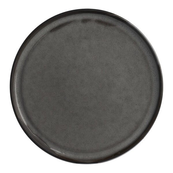 An 11 1/8 inch round gray stoneware plate from the Off Grid Studio Gembrook collection by Steelite International.