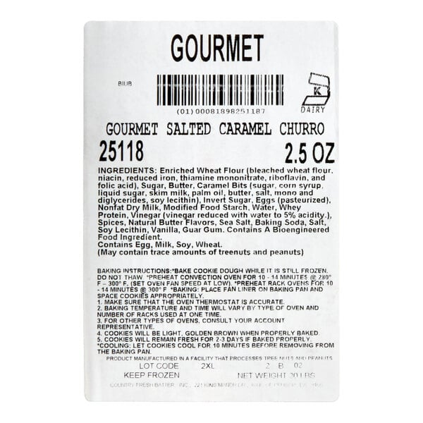 Hope's Cookies Salted Caramel Churro Cookie Dough 2.5 oz. - 128/Case