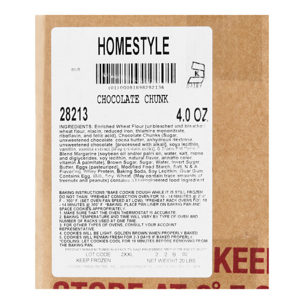 Hope's Cookies Homestyle Chocolate Chunk Cookie Dough 4 oz. - 80/Case