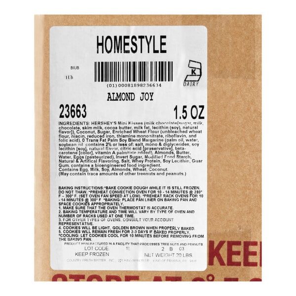 Hope's Cookies Almond Joy Cookie Dough 1.5 oz. - 213/Case