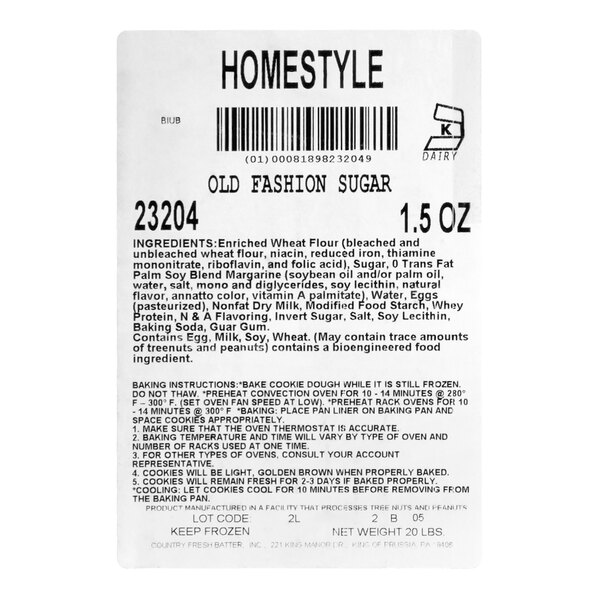 Hope's Cookies Homestyle Sugar Cookie Dough 1.5 oz. - 213/Case