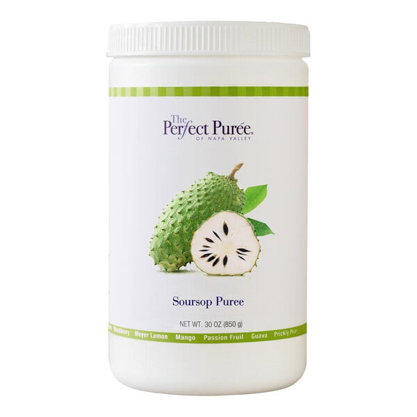 A 30-ounce container of Perfect Puree Soursop (Guanabana) Puree.
