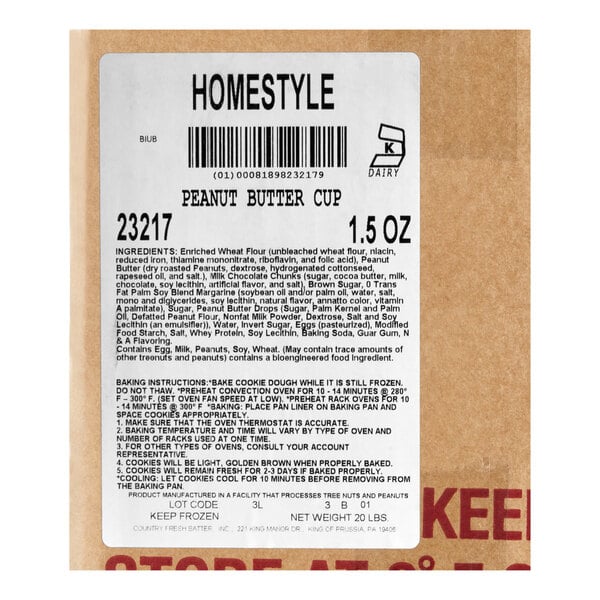 Hope's Cookies Homestyle Peanut Butter Cup Cookie Dough 1.5 oz. - 213/Case