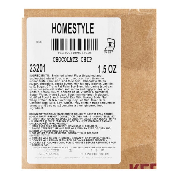 Hope's Cookies Homestyle Chocolate Chip Cookie Dough 1.5 oz. - 213/Case
