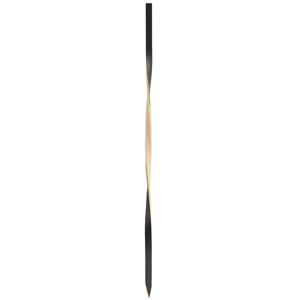 A black bamboo twisted food pick or skewer.