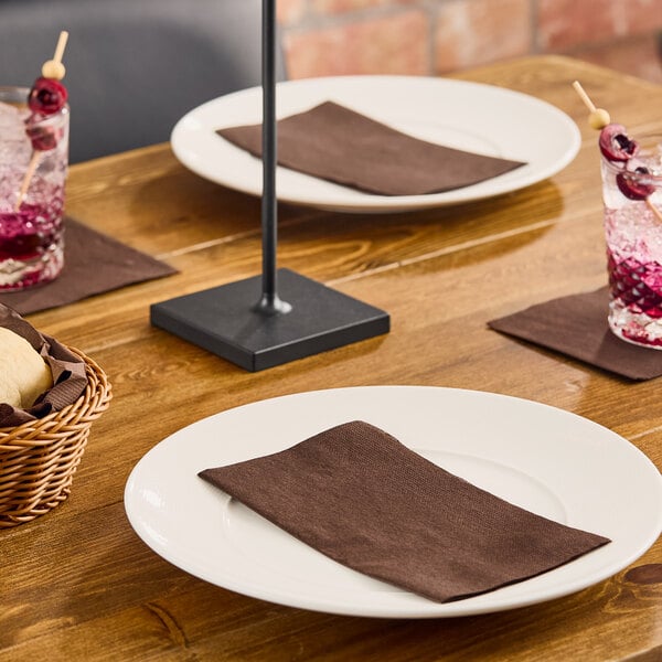 Choice 9 1/2" x 9 1/2" Chocolate 2-Ply Beverage / Cocktail Napkin - 1,000/Case