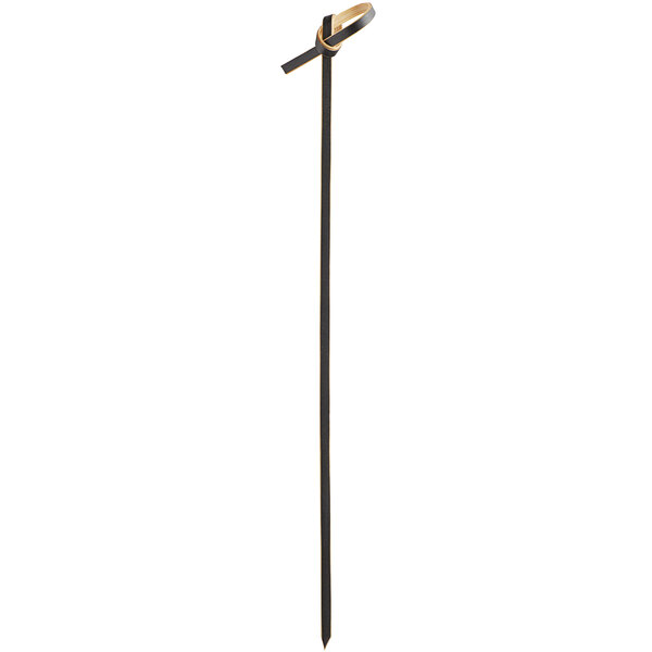 A black bamboo knot food pick or skewer.