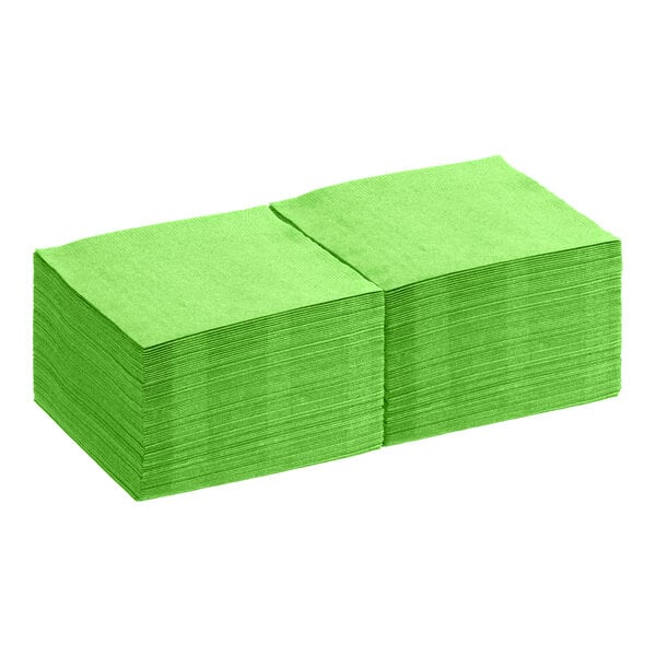 Choice 9 1/2" x 9 1/2" Lime 2-Ply Beverage / Cocktail Napkin - 1,000/Case