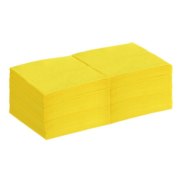 Choice 9 1/2" x 9 1/2" School Bus Yellow 2-Ply Beverage / Cocktail Napkin - 250/Pack