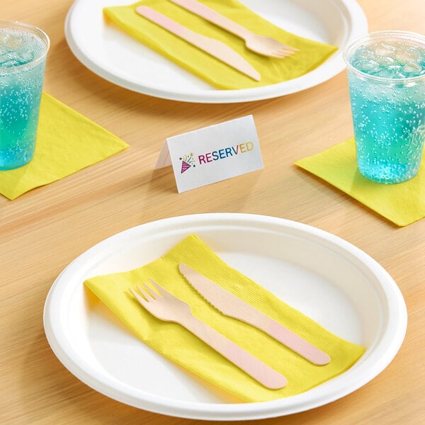 Choice 9 1/2" x 9 1/2" School Bus Yellow 2-Ply Beverage / Cocktail Napkin - 250/Pack