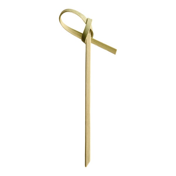 A natural bamboo knot food pick or skewer.