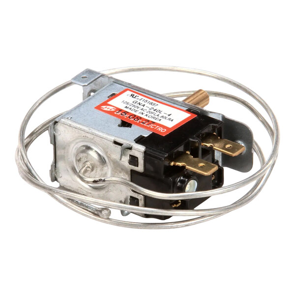 A Master-Bilt 02-72860 GNA-240L-4 thermostat with a metal housing and attached sensing probe.