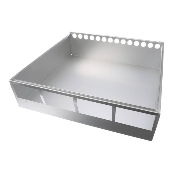 A rectangular metal air duct component with vent holes along one edge, designed for Traulsen refrigeration units.