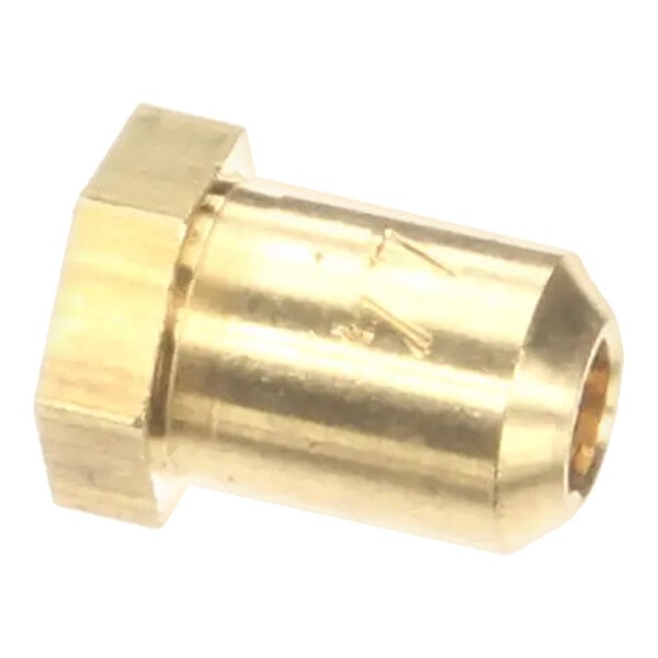 A brass orifice hood for natural gas appliances.