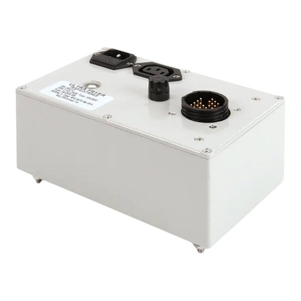 A rectangular metal power distribution box with multiple electrical connectors on the top surface.