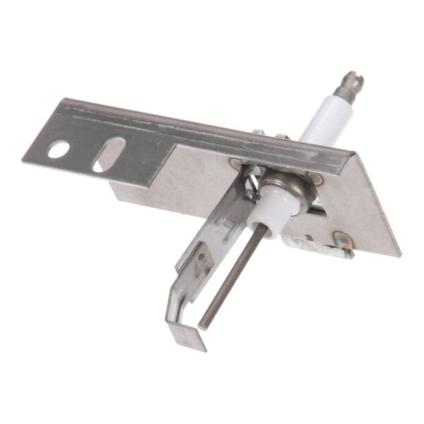 A metal rod assembly ignitor with a ceramic insulator and mounting bracket, used for Ultrafryer Systems.