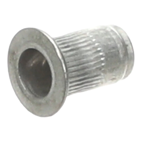 An aluminum threaded insert with an 8-32 thread size.