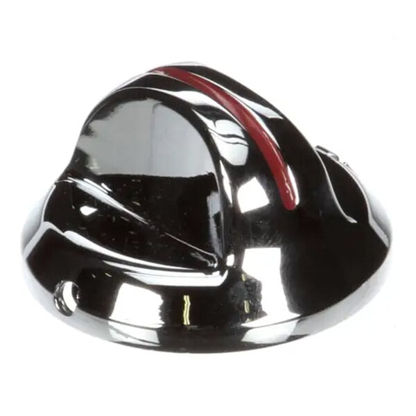 A shiny, metallic control knob with a red indicator line, designed for use with Jade Range Titan appliances.