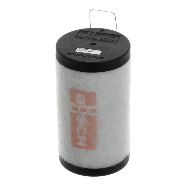 A cylindrical exhaust filter for a 21M3 pump, labeled with the Busch brand.