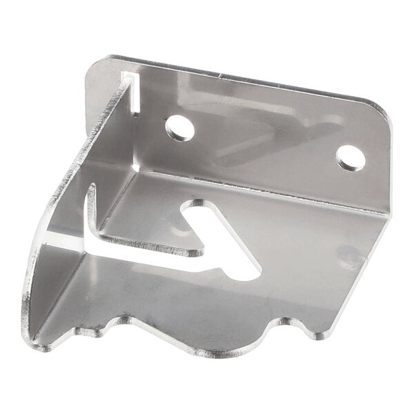 A metal bracket with two mounting holes and a cutout, designed for use as an insulated lid bracket for right-hand Traulsen TS units.