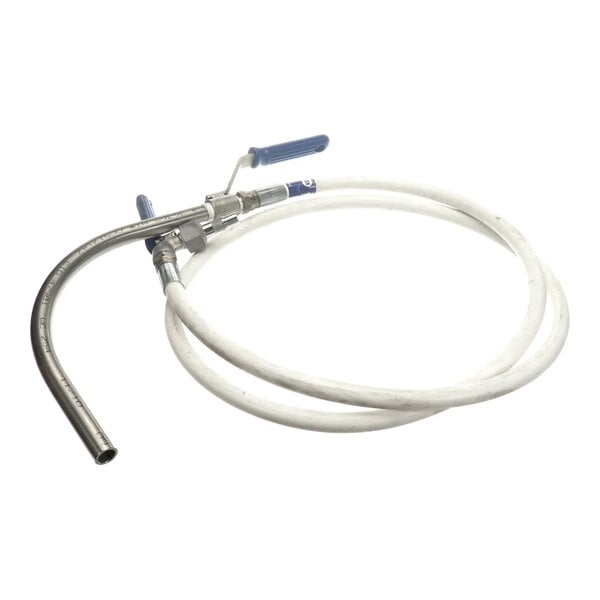 An 8-foot Ultrafryer Systems washwand assembly with a white hose and metal nozzle, designed for use with an A8E filter.