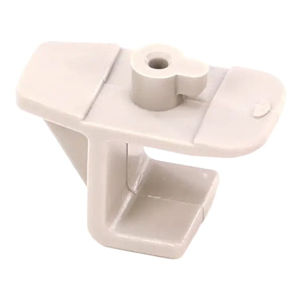 A beige plastic shelf clip designed for Randell R-Series shelving units.