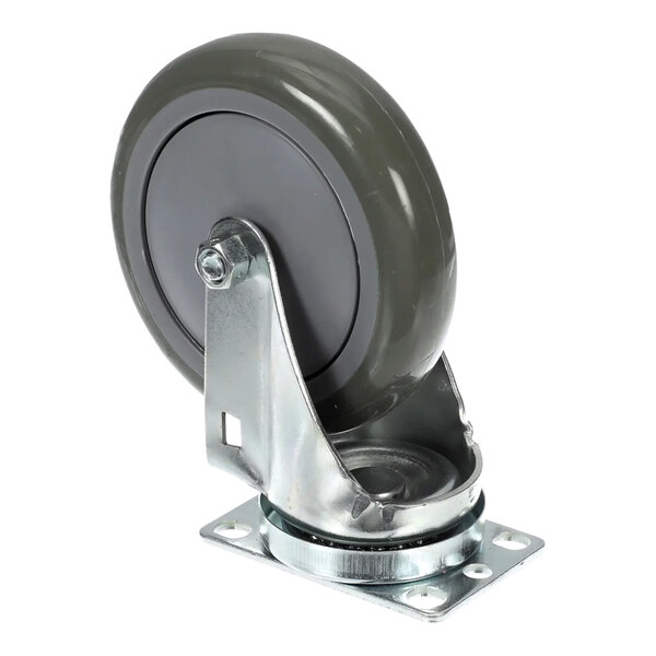 A heavy-duty swivel caster wheel with a metal mounting plate and no brake.