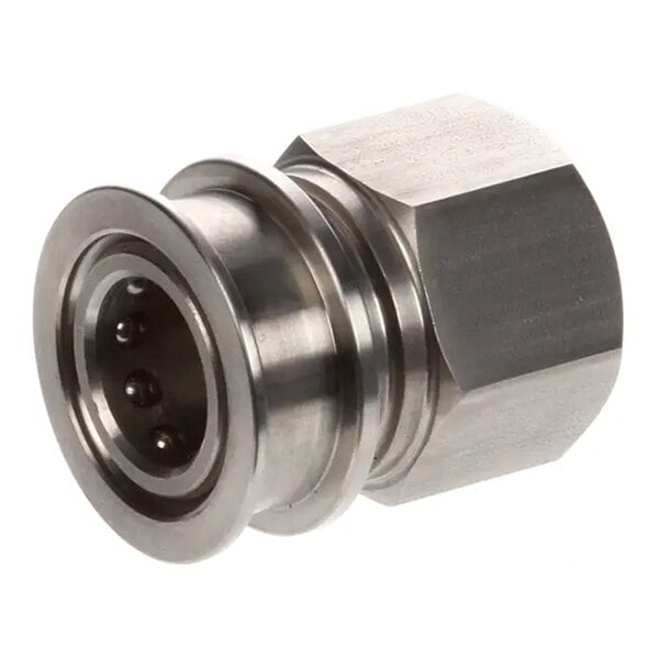 A stainless steel quick connect body fitting for 1/2 inch connections.