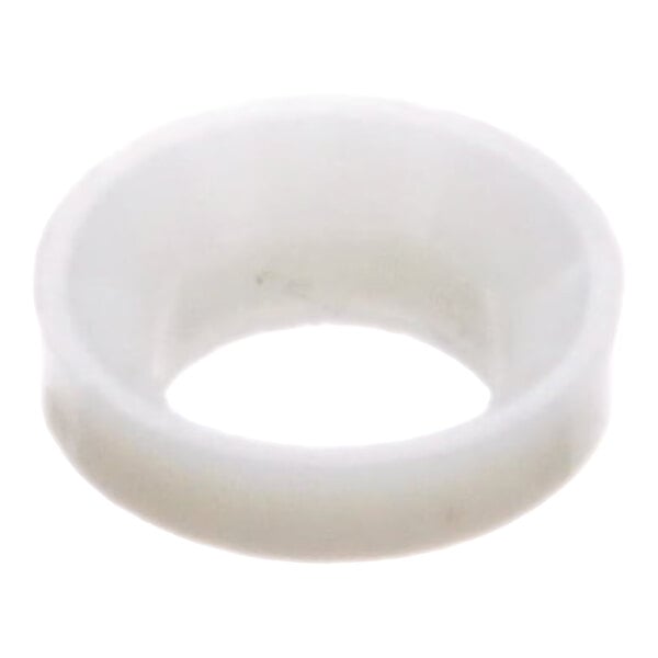 A white circular gasket, likely made of rubber or plastic, used for sealing connections in equipment.