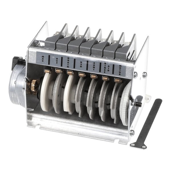 A seven-cam timer mechanism for an American Dish Service commercial dishwasher.