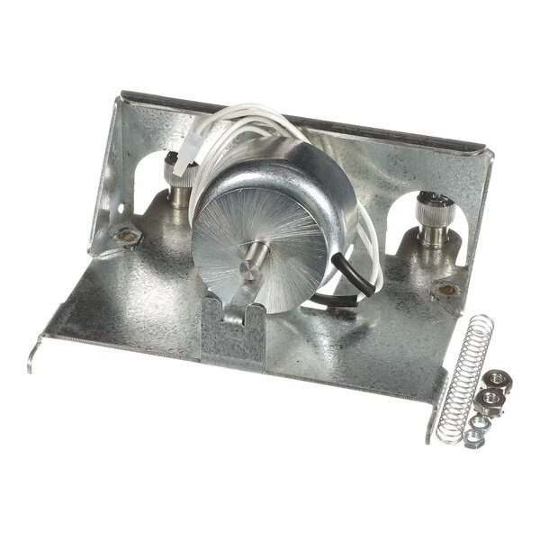 A metal solenoid rack assembly with attached wires, mounting bracket, and included spring and hardware.