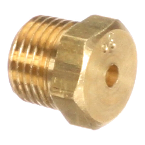 A brass orifice plug with threading, designed for use in Ultrafryer Systems.