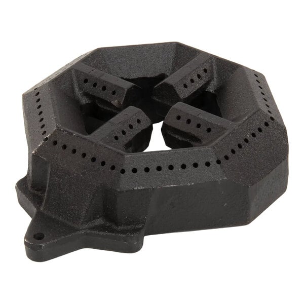A cast iron burner head for a commercial range.