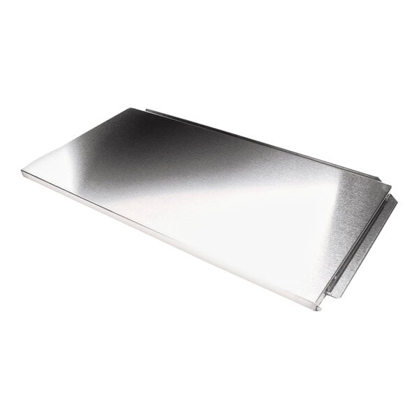 A rectangular stainless steel assembly lid for a commercial refrigerator or freezer.