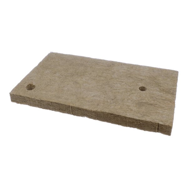 A rectangular piece of insulation material with two circular holes, designed as a bottom insulation part for equipment.