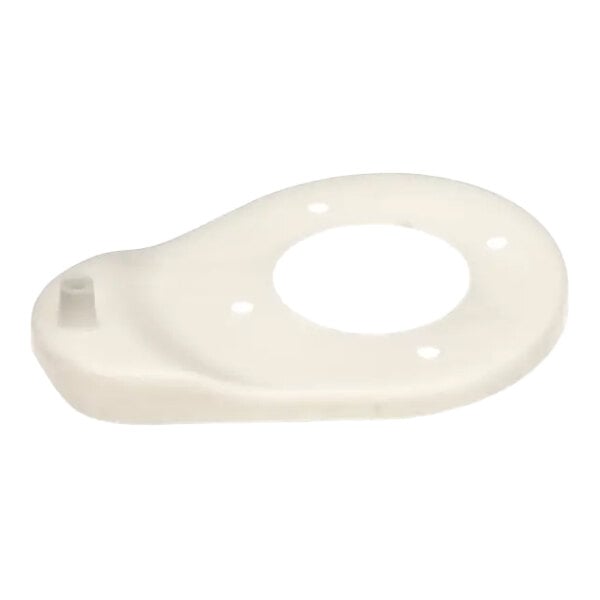 A white plastic drip pan with a central hole and several smaller surrounding holes, designed for Ice-O-Matic equipment.